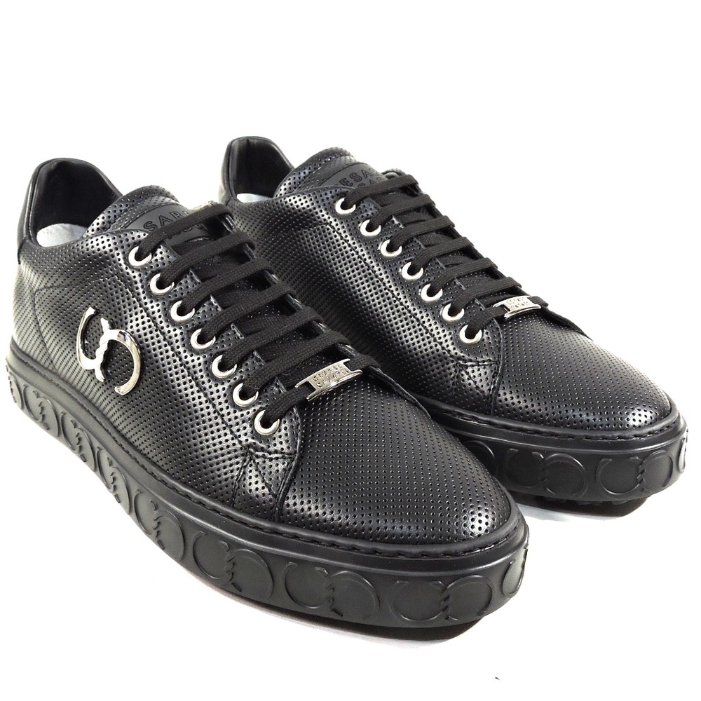 CASADEI 🇮🇹 MEN'S BLACK SOFT LEATHER COMFORT FASHION SNEAKERS - Picture 2 of 8